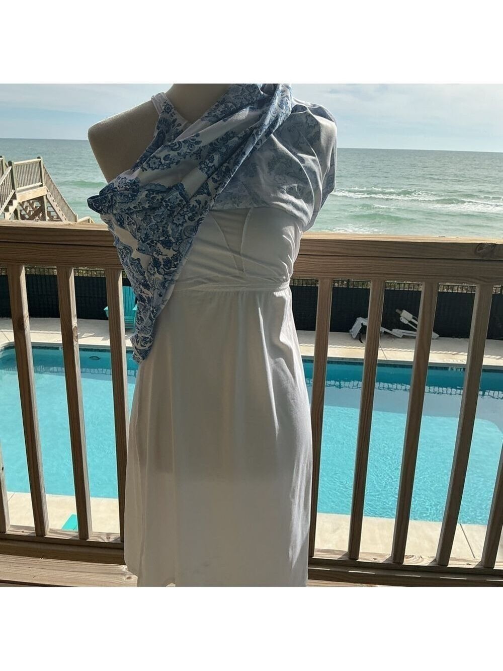 Soma Blue &  White Halter Bra Dress - Picture 5 of 13
